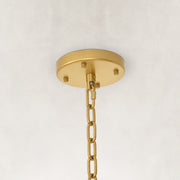Fluted Glass Rod Drum Chandelier in Aged Brass - material detail
