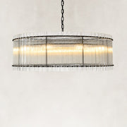 Fluted Glass Rod Drum Chandelier in Matte Black - alternate angle