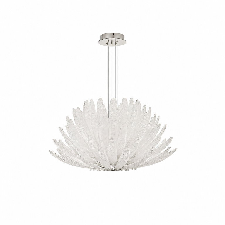 Frosted Lotus Textured Glass Chandelier, complete fixture