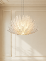 Frosted Lotus Textured Glass Chandelier