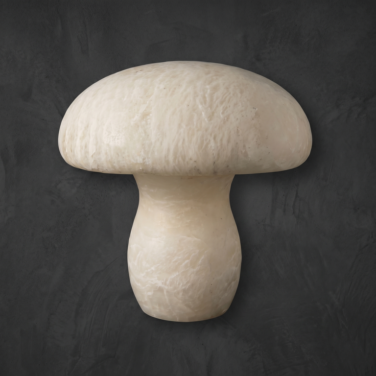 Katya Mushroom Modern Alabaster Table Lamp by Dalmivik, complete fixture view
