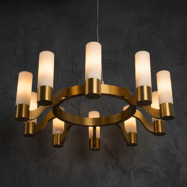 Livia Modern Alabaster Hanging Light Fixtures by Dalmivik, complete fixture view