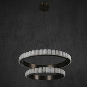 Votelle Alabaster Double Ring Chandelier by Dalmivik, complete fixture view