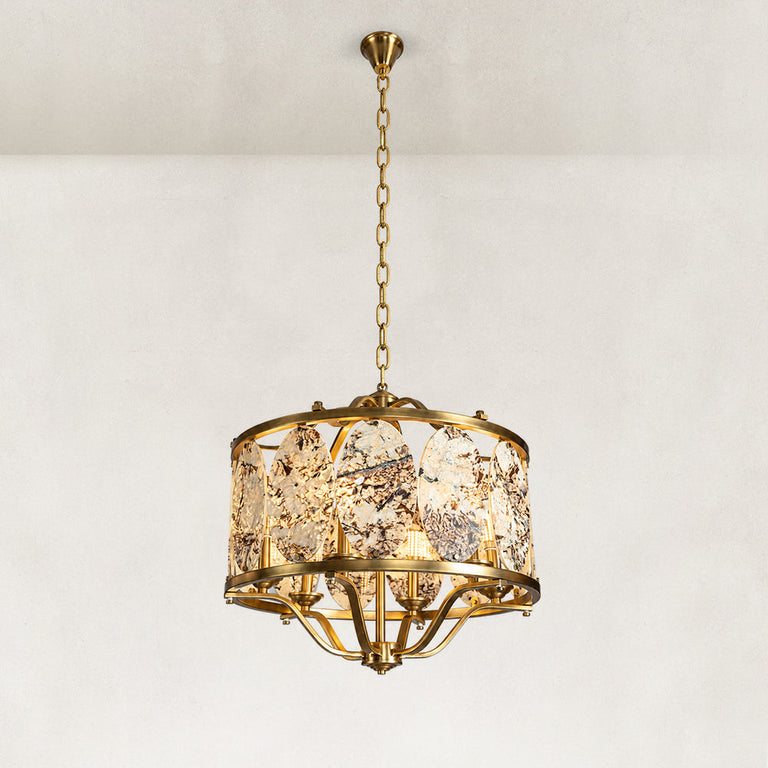 Gilded Cage Marble Chandelier 23.6" shown in full against a neutral background