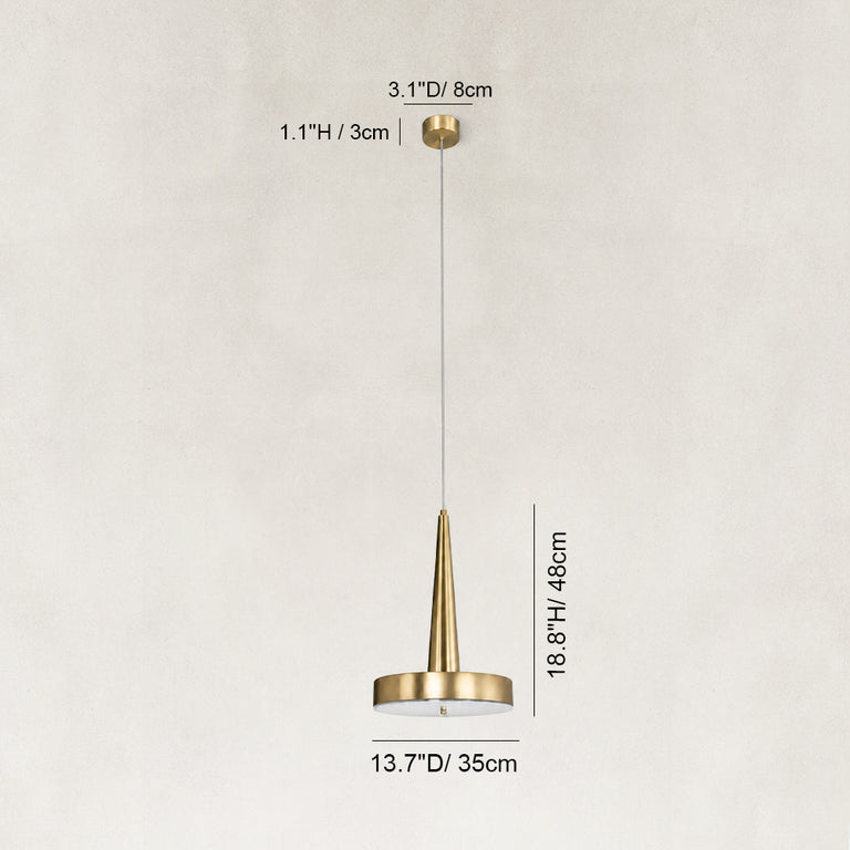 Dimension diagram for Gilded Marble Disc Pendant