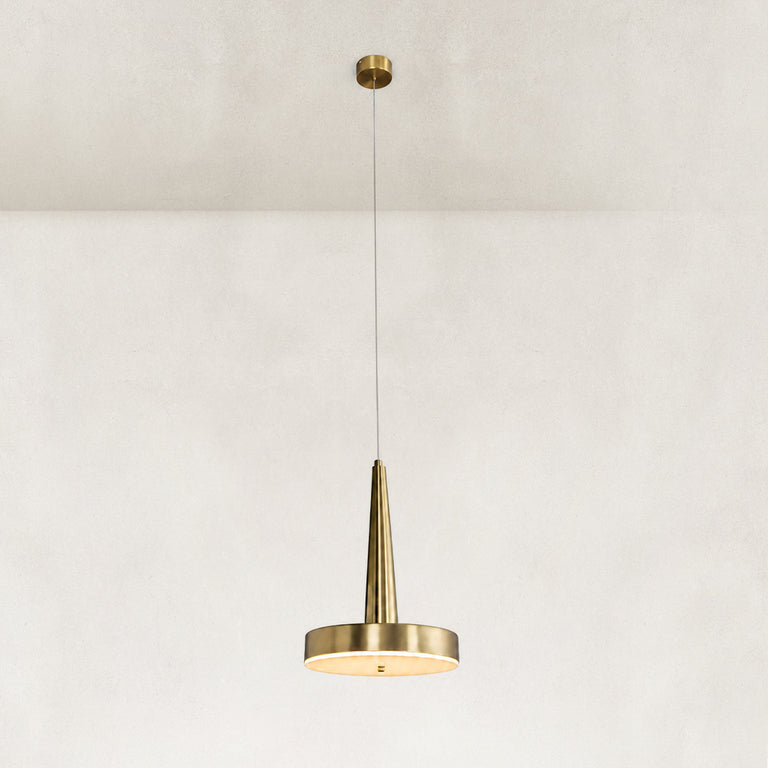 Gilded Marble Disc Pendant shown in full against a neutral background