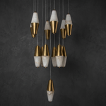 Fiamora Alabaster Cascading Chandelier Modern by Dalmivik, complete fixture view