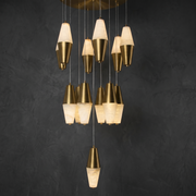 Fiamora Alabaster Cascading Chandelier Modern by Dalmivik, complete fixture view