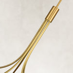 Gold-tone chandelier central rod connection close view