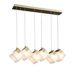 Gold & White Alabaster Sculptural Lumina Vox Pendant Lamp by Dalmivik, complete fixture view