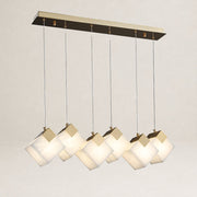 Gold & White Alabaster Sculptural Lumina Vox Pendant Lamp by Dalmivik, complete fixture view