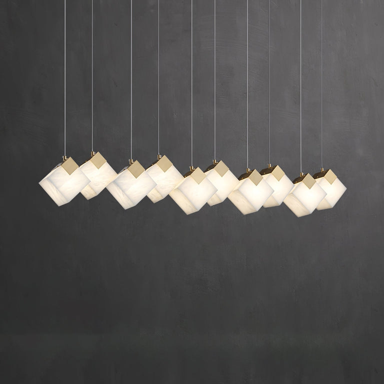 Gold & White Alabaster Sculptural Lumina Vox Pendant Lamp by Dalmivik, product or room detail view