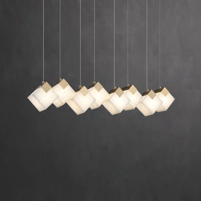 Gold & White Alabaster Sculptural Lumina Vox Pendant Lamp by Dalmivik, product or room detail view