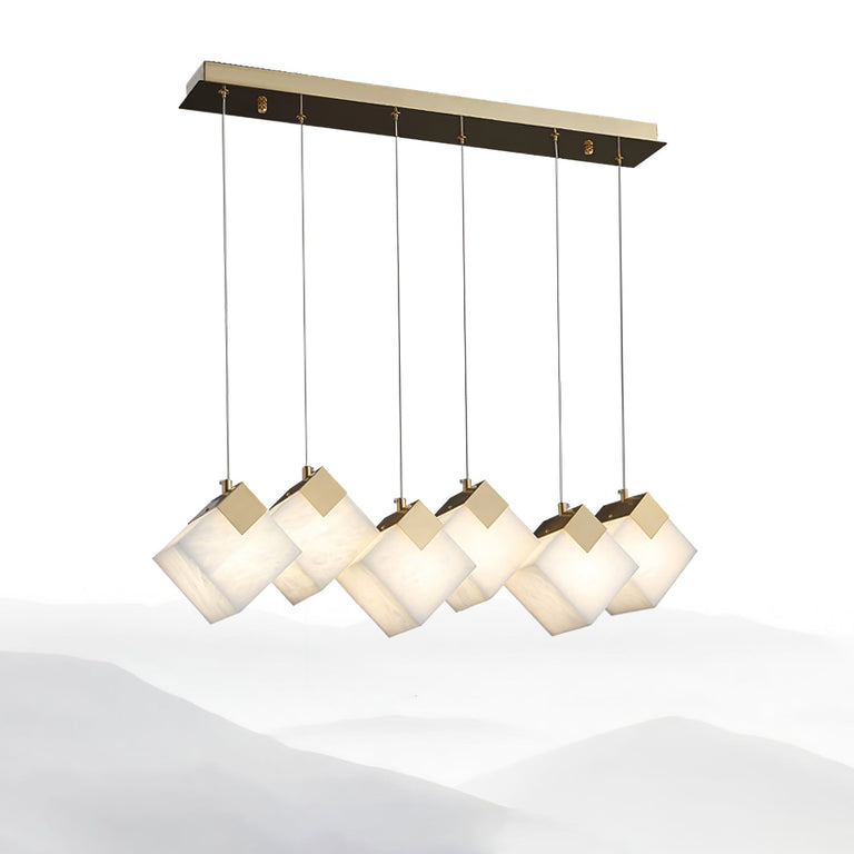 Gold & White Alabaster Sculptural Lumina Vox Pendant Lamp by Dalmivik, product or room detail view