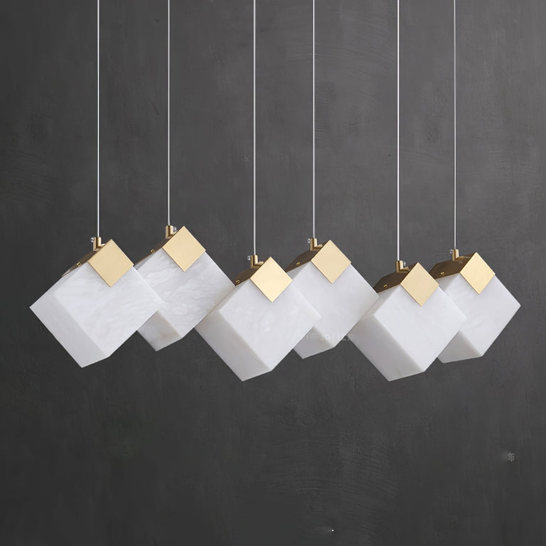 Gold & White Alabaster Sculptural Lumina Vox Pendant Lamp by Dalmivik, product or room detail view