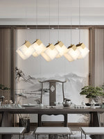 Gold & White Alabaster Sculptural Lumina Vox Pendant Lamp by Dalmivik, product or room detail view