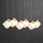 Gold & White Alabaster Sculptural Lumina Vox Pendant Lamp by Dalmivik, product or room detail view
