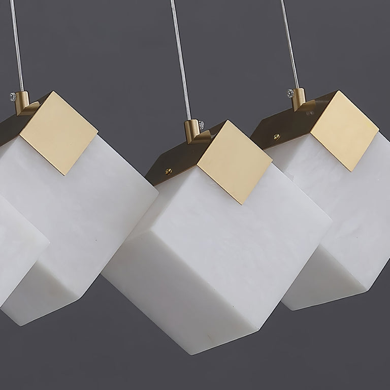 Gold & White Alabaster Sculptural Lumina Vox Pendant Lamp by Dalmivik, product or room detail view
