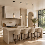 Graphic Four-Panel Marble Pendant displayed in a furnished interior