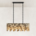 Graphic Mosaic Marble Island Chandelier 47.2" in Black metal finish, shown as a complete fixture