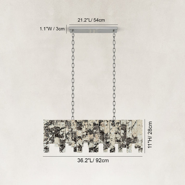 Dimension diagram for Graphic Mosaic Marble Island Chandelier 47.2"