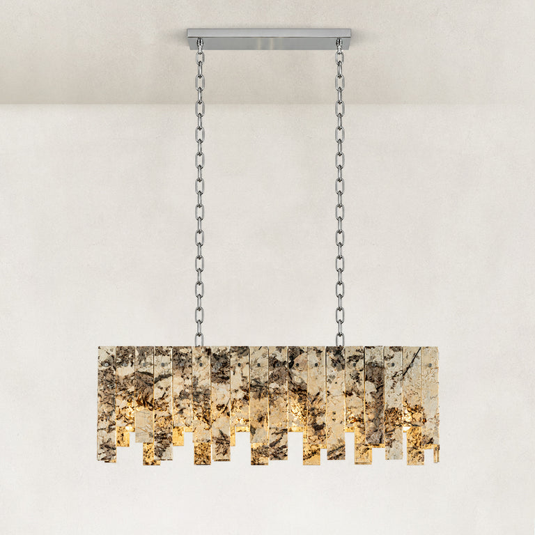Graphic Mosaic Marble Island Chandelier 47.2" shown in full against a neutral background