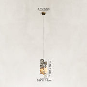 Dimension diagram for Graphic Vein Four-Panel Marble Pendant