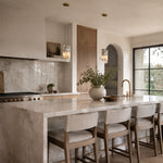 Graphic Vein Four-Panel Marble Pendant displayed in a furnished interior