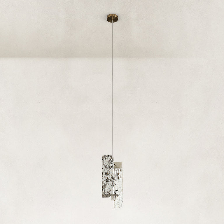 Product detail of Graphic Vein Four-Panel Marble Pendant against a neutral background