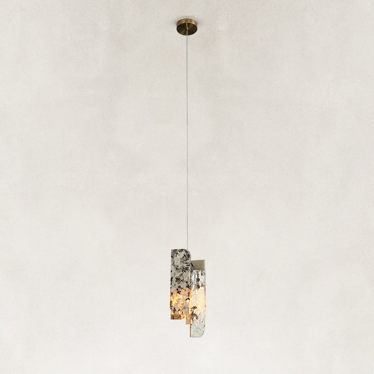 Graphic Vein Four-Panel Marble Pendant shown against a neutral background