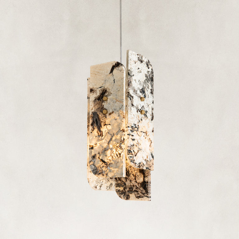 Product detail of Graphic Vein Four-Panel Marble Pendant against a neutral background
