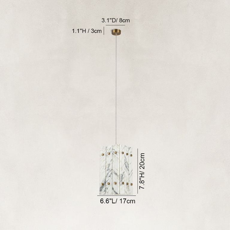 Dimension diagram for Graphic Vein Twelve-Panel Marble Lantern Pendant