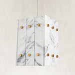 Product detail of Graphic Vein Twelve-Panel Marble Lantern Pendant against a neutral background