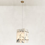 Graphic Vein Twelve-Panel Marble Lantern Pendant shown in full against a neutral background