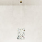 Product detail of Graphic Vein Twelve-Panel Marble Lantern Pendant against a neutral background