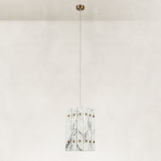 Product detail of Graphic Vein Twelve-Panel Marble Lantern Pendant against a neutral background