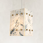 Product detail of Graphic Vein Twelve-Panel Marble Lantern Pendant against a neutral background