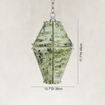 Dimension diagram for Green Faceted Marble Lantern Pendant