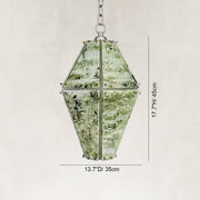 Dimension diagram for Green Faceted Marble Lantern Pendant