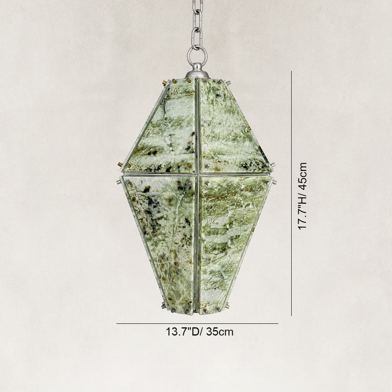 Dimension diagram for Green Faceted Marble Lantern Pendant