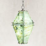 Product detail of Green Faceted Marble Lantern Pendant against a neutral background