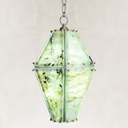 Product detail of Green Faceted Marble Lantern Pendant against a neutral background