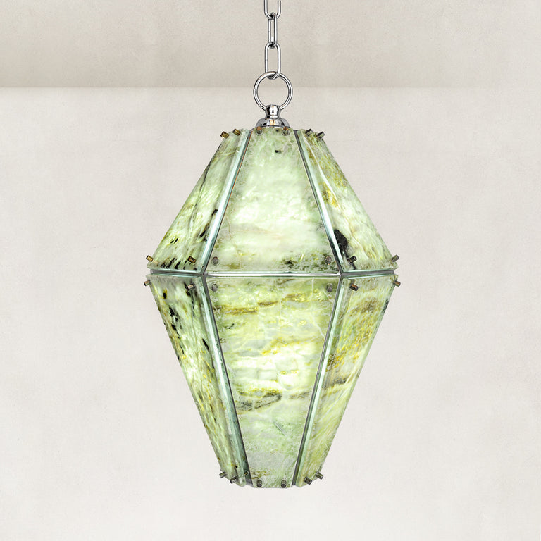 Green Faceted Marble Lantern Pendant shown in full against a neutral background