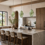 Green Faceted Marble Lantern Pendant displayed in a furnished interior
