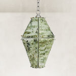 Product detail of Green Faceted Marble Lantern Pendant against a neutral background