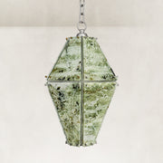 Product detail of Green Faceted Marble Lantern Pendant against a neutral background