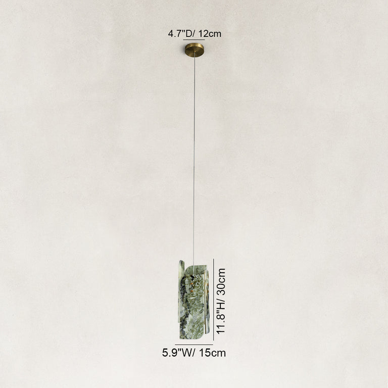 Dimension diagram for Green Four-Panel Marble Pendant