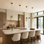 Green Four-Panel Marble Pendant displayed in a furnished interior