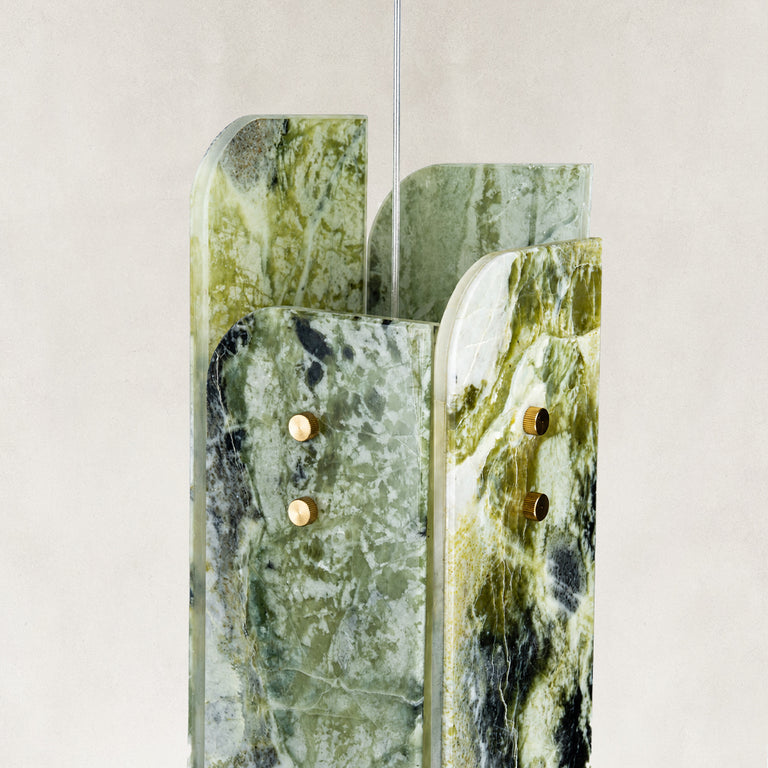 Product detail of Green Four-Panel Marble Pendant against a neutral background