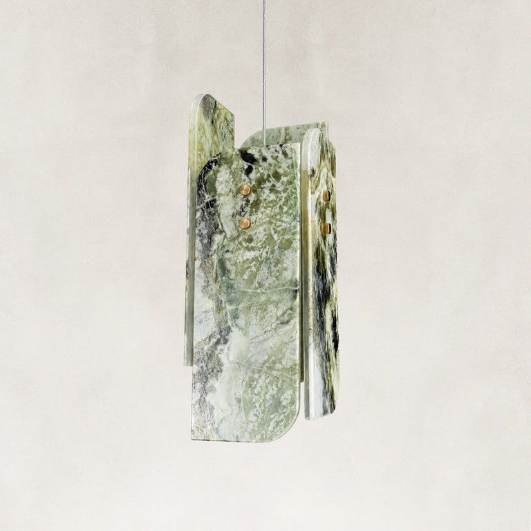 Product detail of Green Four-Panel Marble Pendant against a neutral background